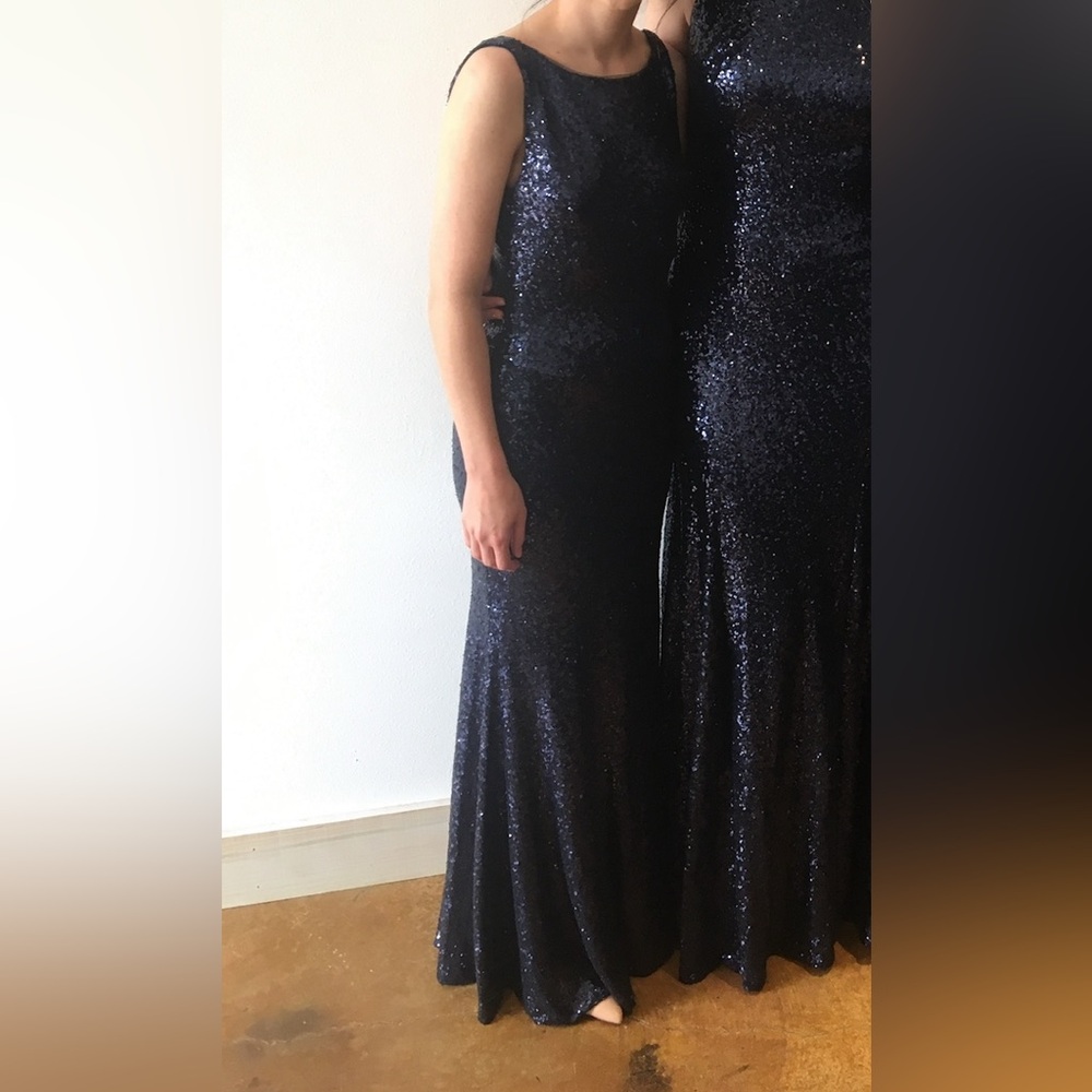 Elegant Navy Sequin Gown